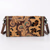 ADBG941 American Darling Handcrafted Hair-On Cowhide Wallet with Hand Tooled Floral Carved Leather