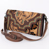 ADBG941 American Darling Handcrafted Hair-On Cowhide Wallet with Hand Tooled Floral Carved Leather