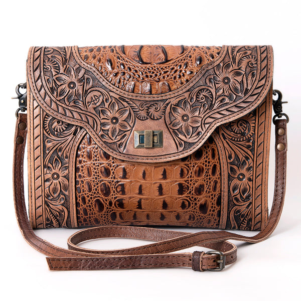 ADBG942 American Darling Handcrafted Crocodile Embossed Leather Small Cross body Bag