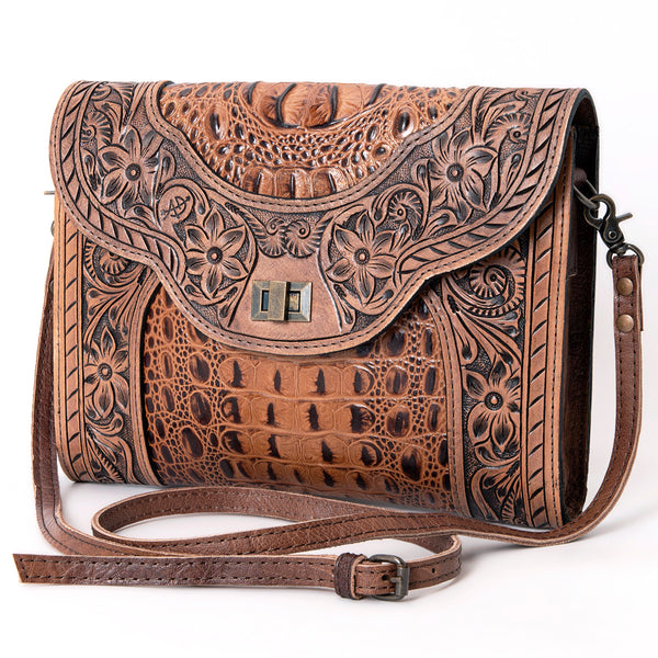 ADBG942 American Darling Handcrafted Crocodile Embossed Leather Small Cross body Bag