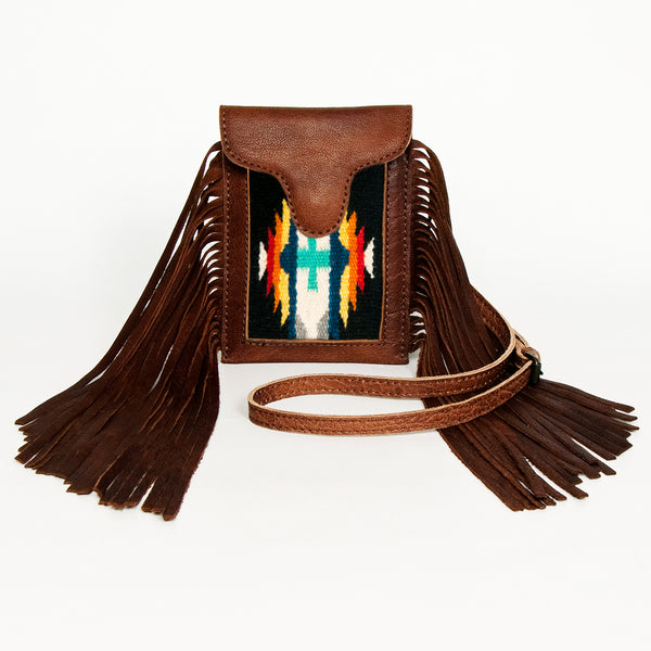 ADBG943 American Darling Handcrafted Western Leather Cell phone holder with Woven Saddle Blanket