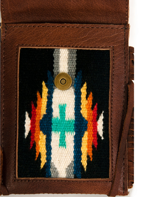 ADBG943 American Darling Handcrafted Western Leather Cell phone holder with Woven Saddle Blanket
