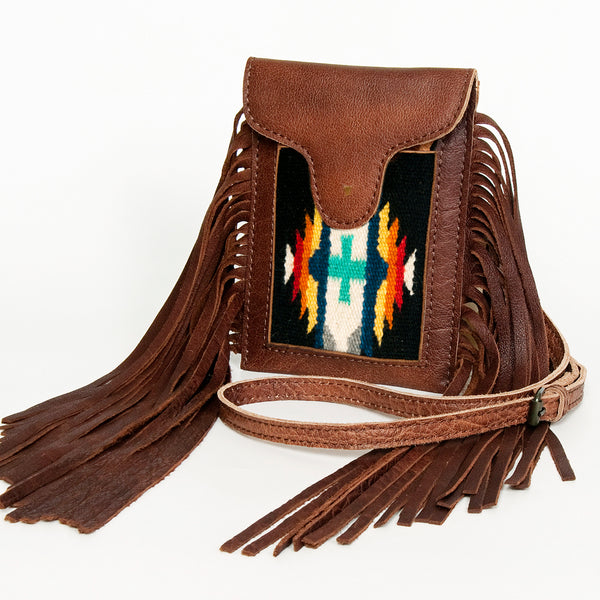 ADBG943 American Darling Handcrafted Western Leather Cell phone holder with Woven Saddle Blanket