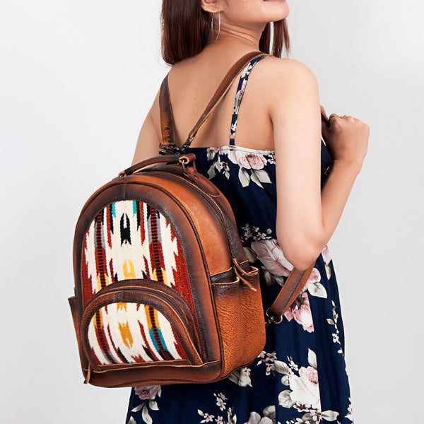 ADBG944 American Darling Handcrafted Backpack with Hand Woven Saddle Blanket and Genuine Leather