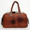 ADBG946 American Darling Handcrafted Western Leather Duffel with Hand Woven Saddle Blanket & Cowhide