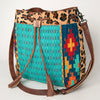 ADBG574 American Darling Southwestern Wool Bucket Bag Drawstring Tote with Leather Strap