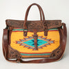ADBG516 American Darling Hand Tooled Floral & Hand Woven Saddle Blanket Western Duffel Bag