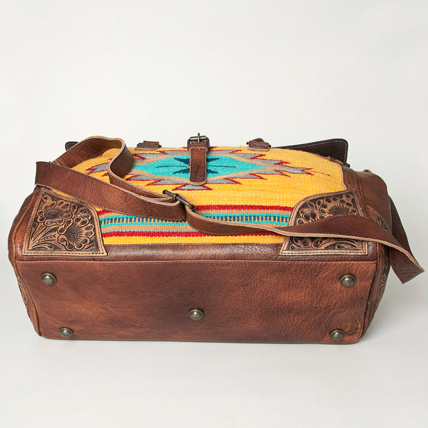 ADBG516 American Darling Hand Tooled Floral & Hand Woven Saddle Blanket Western Duffel Bag
