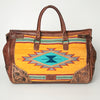 ADBG516 American Darling Hand Tooled Floral & Hand Woven Saddle Blanket Western Duffel Bag
