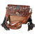 KBK104 Crossbody Hand Tooled Saddle Leather with Cowhide Leather Ladies Bag