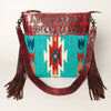 ADBG510 American Darling Signature Cross Body Bag - Hand Tooled Floral Leather & Woven Saddle Blanket