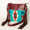 ADBG510 American Darling Signature Cross Body Bag - Hand Tooled Floral Leather & Woven Saddle Blanket
