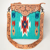 ADBG948 American Darling Western Leather Large Cross body Bag Hand Tooled Floral Saddle Blanket