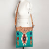 ADBG948 American Darling Western Leather Large Cross body Bag Hand Tooled Floral Saddle Blanket