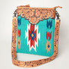 ADBG948 American Darling Western Leather Large Cross body Bag Hand Tooled Floral Saddle Blanket