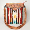 ADBG948 American Darling Western Leather Large Cross body Bag Hand Tooled Floral Saddle Blanket