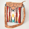 ADBG948 American Darling Western Leather Large Cross body Bag Hand Tooled Floral Saddle Blanket
