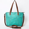 ADBG957 American Darling Exotic Embossed Leather Western Tote Bag with Adjustable Crossbody Strap