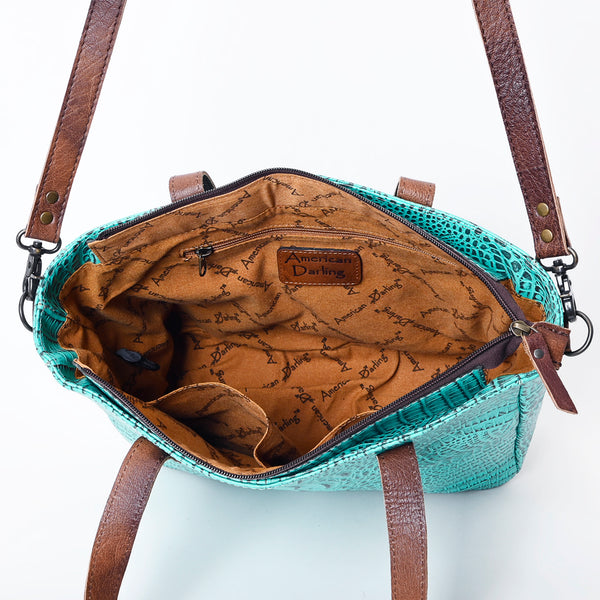 ADBG957 American Darling Exotic Embossed Leather Western Tote Bag with Adjustable Crossbody Strap