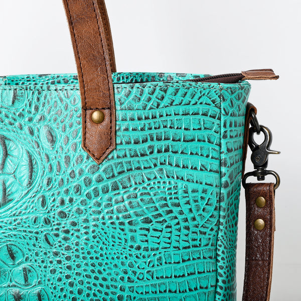 ADBG957 American Darling Exotic Embossed Leather Western Tote Bag with Adjustable Crossbody Strap