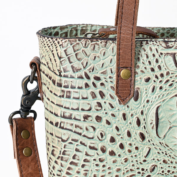 ADBG959 Crocodile Embossed Genuine Leather Western Tote Compact Handbag by American Darling