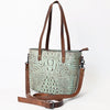 ADBG959 Crocodile Embossed Genuine Leather Western Tote Compact Handbag by American Darling
