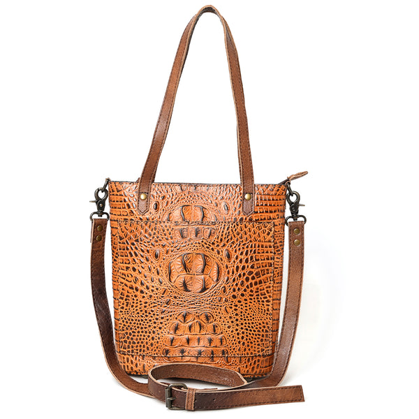 ADBG960 American Darling Exotic Crocodile Textured Leather Tote Bag with Crossbody Strap