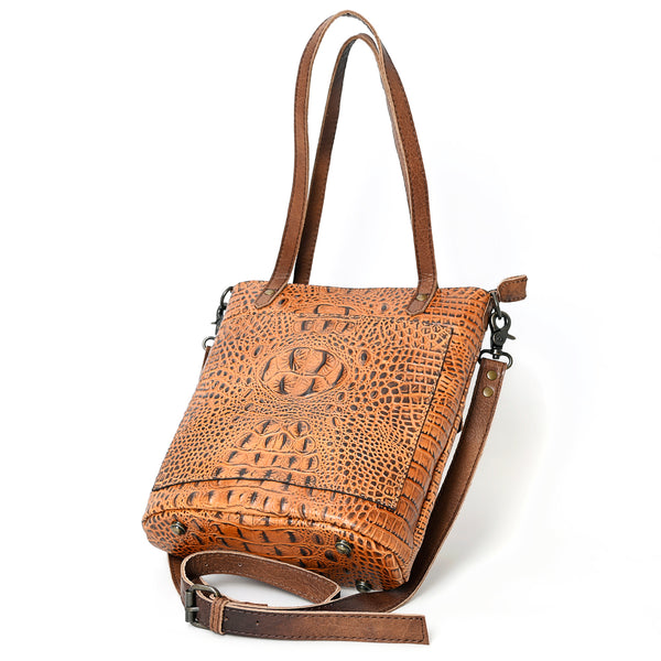 ADBG960 American Darling Exotic Crocodile Textured Leather Tote Bag with Crossbody Strap