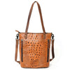ADBG960 American Darling Exotic Crocodile Textured Leather Tote Bag with Crossbody Strap
