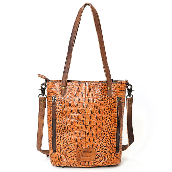 ADBG960 American Darling Exotic Crocodile Textured Leather Tote Bag with Crossbody Strap