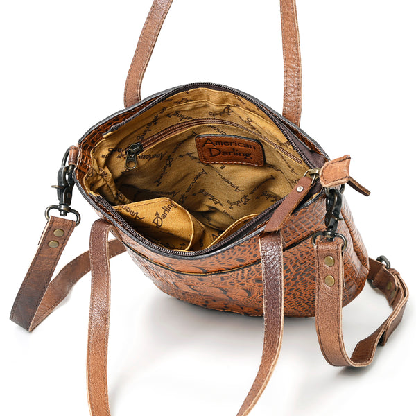 ADBG960 American Darling Exotic Crocodile Textured Leather Tote Bag with Crossbody Strap