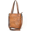 ADBG960 American Darling Exotic Crocodile Textured Leather Tote Bag with Crossbody Strap