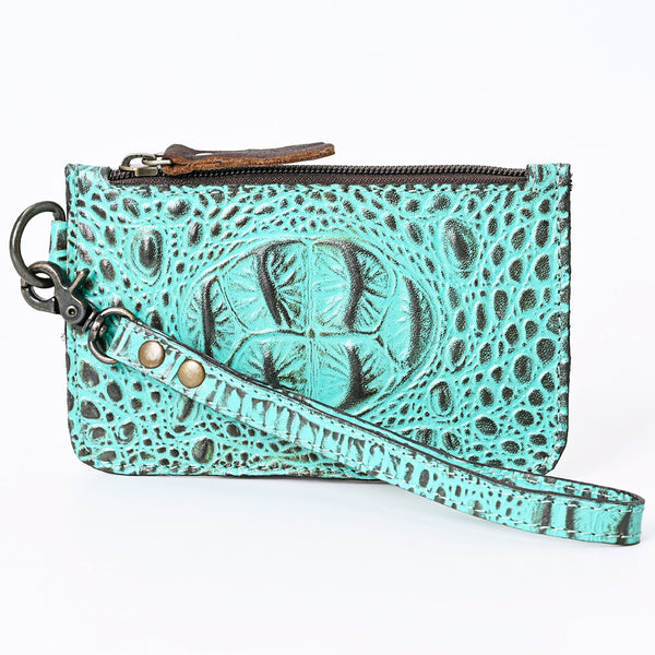 ADBG961 American Darling Crocodile Embossed Western Leather Wristlet Bag