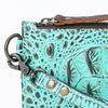 ADBG961 American Darling Crocodile Embossed Western Leather Wristlet Bag