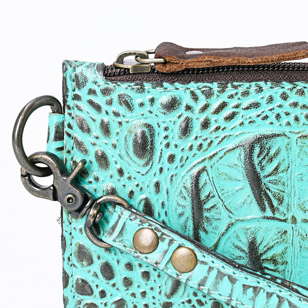 ADBG961 American Darling Crocodile Embossed Western Leather Wristlet Bag