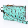 ADBG961 American Darling Crocodile Embossed Western Leather Wristlet Bag