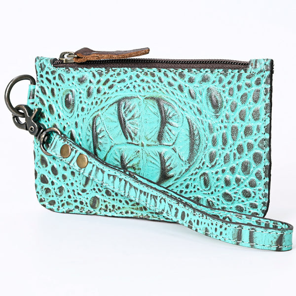 ADBG961 American Darling Crocodile Embossed Western Leather Wristlet Bag