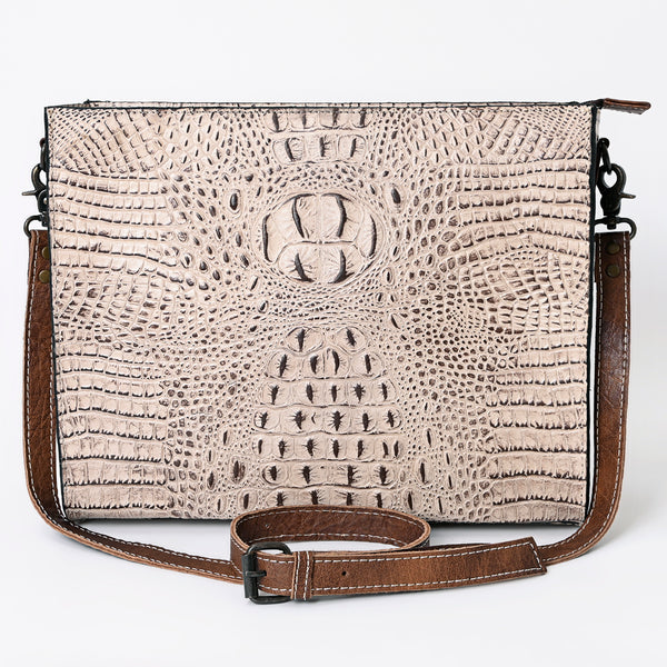 ADBG971 American Darling Crocodile Embossed Western Leather Messenger Bag