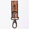 ADKR210 Hand-Tooled Leather Loop Keyring - Floral Design with Swivel Clasp