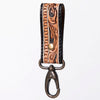 ADKR210 Hand-Tooled Leather Loop Keyring - Floral Design with Swivel Clasp