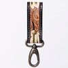ADKR210 Hand-Tooled Leather Loop Keyring - Floral Design with Swivel Clasp