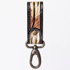 ADKR210 Hand-Tooled Leather Loop Keyring - Floral Design with Swivel Clasp