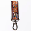 ADKR210 Hand-Tooled Leather Loop Keyring - Floral Design with Swivel Clasp