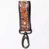ADKR210 Hand-Tooled Leather Loop Keyring - Floral Design with Swivel Clasp