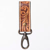 ADKR210 Hand-Tooled Leather Loop Keyring - Floral Design with Swivel Clasp