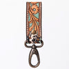 ADKR210 Hand-Tooled Leather Loop Keyring - Floral Design with Swivel Clasp