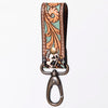 ADKR210 Hand-Tooled Leather Loop Keyring - Floral Design with Swivel Clasp