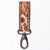 ADKR210 Hand-Tooled Leather Loop Keyring - Floral Design with Swivel Clasp