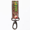ADKR210 Hand-Tooled Leather Loop Keyring - Floral Design with Swivel Clasp