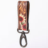 ADKR210 Hand-Tooled Leather Loop Keyring - Floral Design with Swivel Clasp